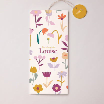 Faire-part Baptême Pochette portrait 2 cartes, étiquette Bourgeons de Joie photo N° 1