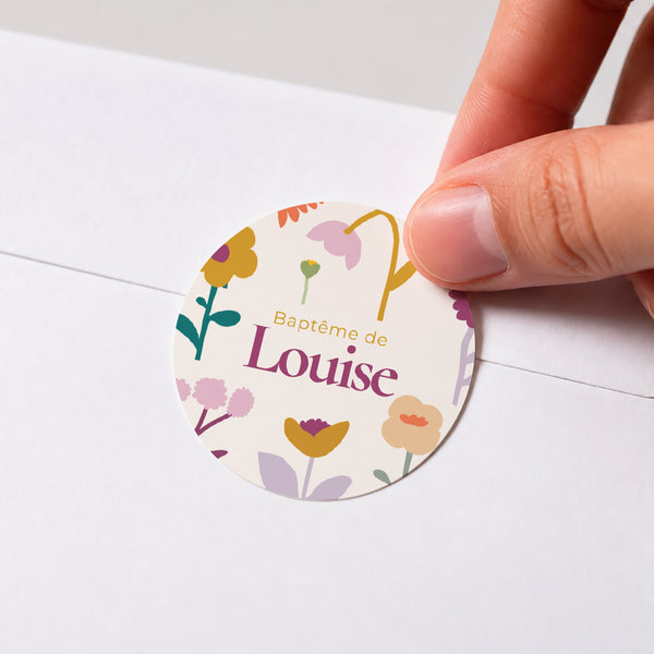 Sticker Baptême Rond Bourgeons de Joie photo