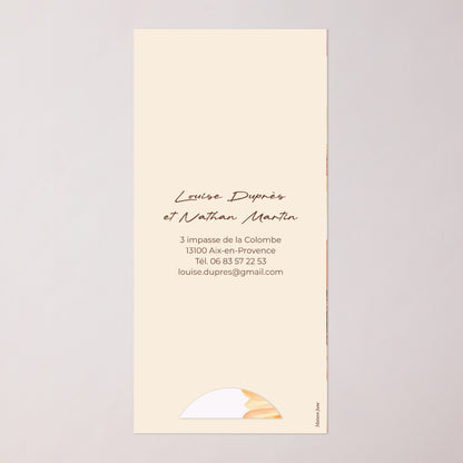 Faire-part Mariage Pochette, 2 cartes, étiquette ronde Éclats de Fleurs photo N° 4