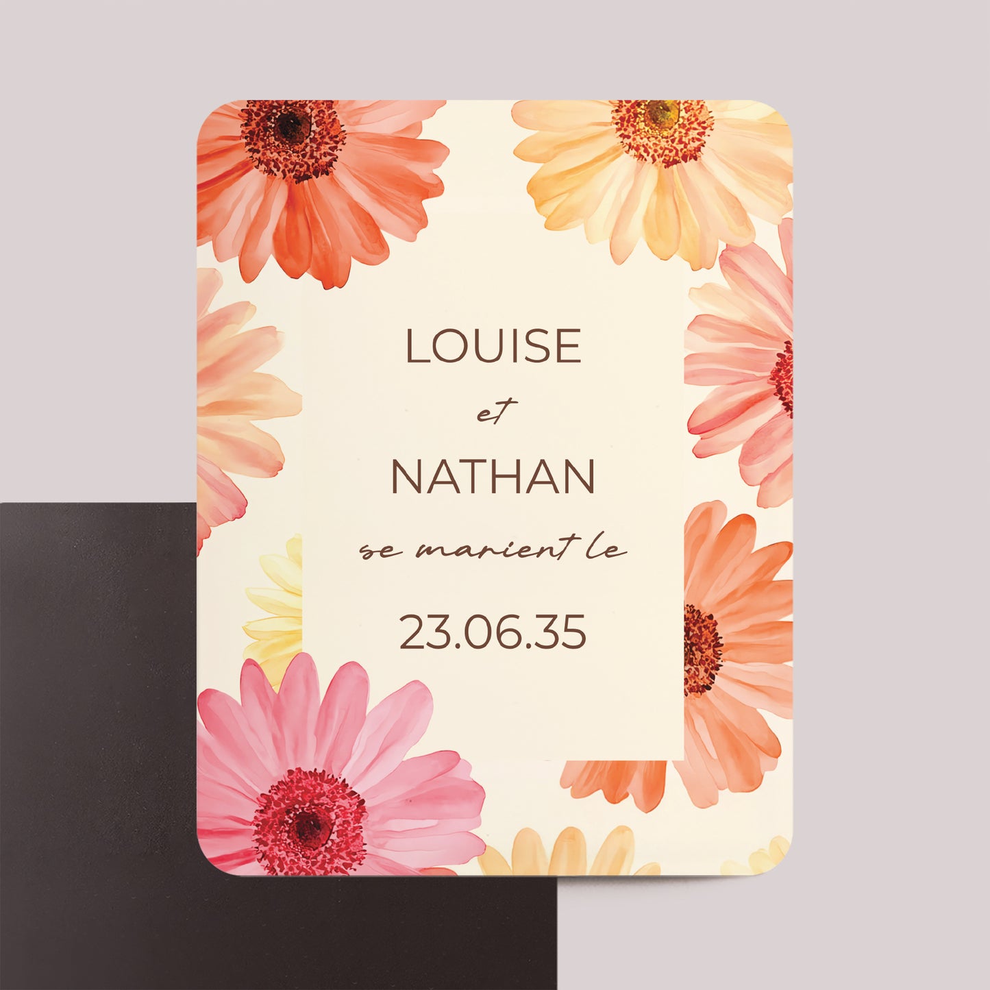 Save the date Mariage Lot de 8, magnétique, rectangle coins arrondis Éclats de Fleurs photo N° 1