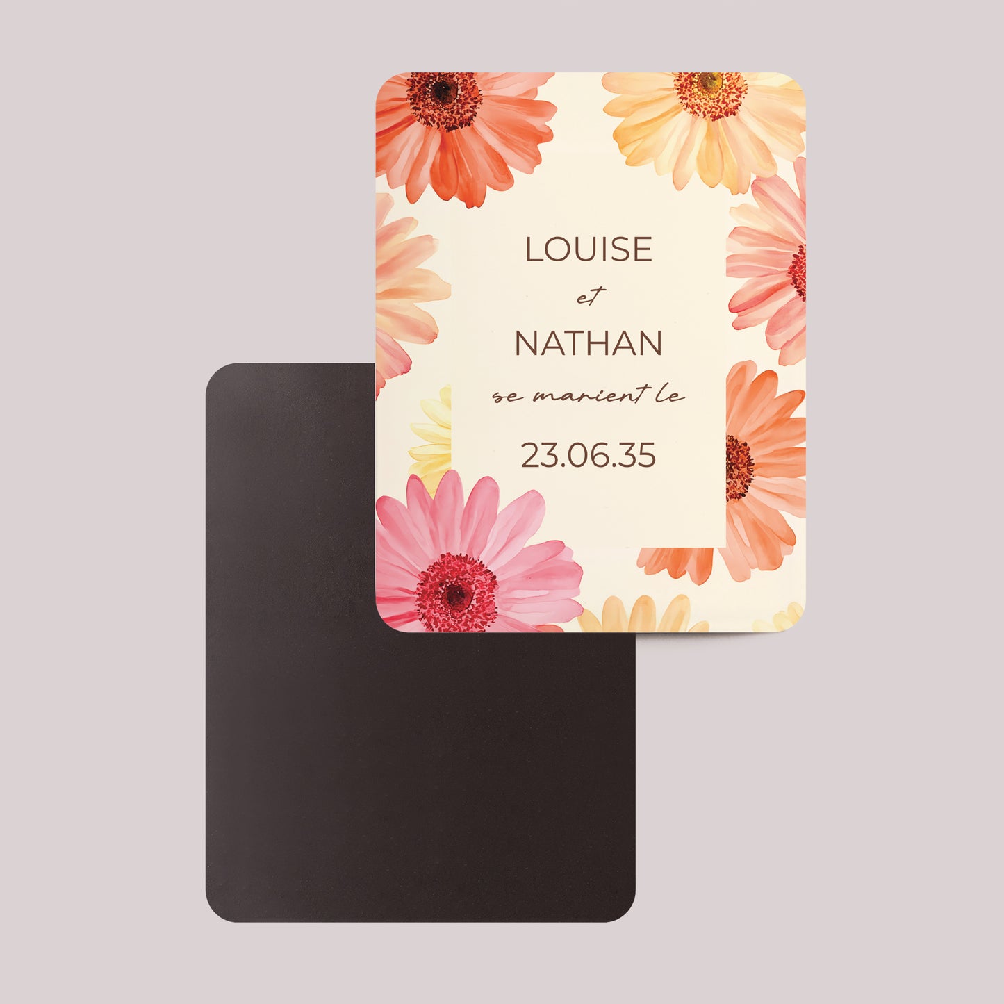 Save the date Mariage Lot de 8, magnétique, rectangle coins arrondis Éclats de Fleurs photo N° 2