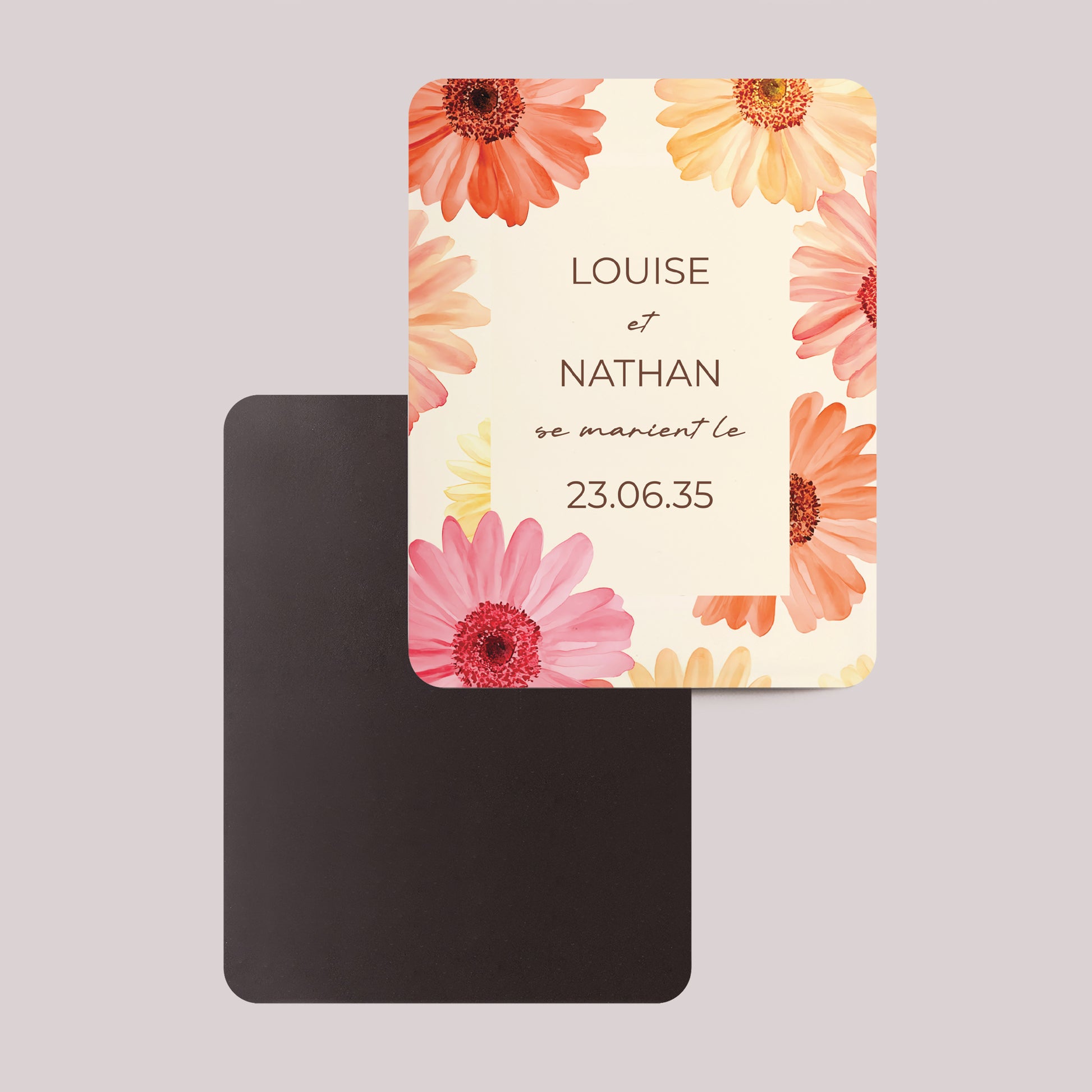 Save the date Mariage Lot de 8, magnétique, rectangle coins arrondis Éclats de Fleurs photo N° 2