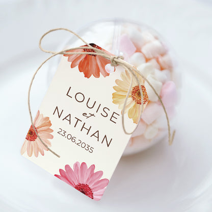 Boîte à dragées Mariage boule avec étiquette fanion Éclats de Fleurs photo N° 1