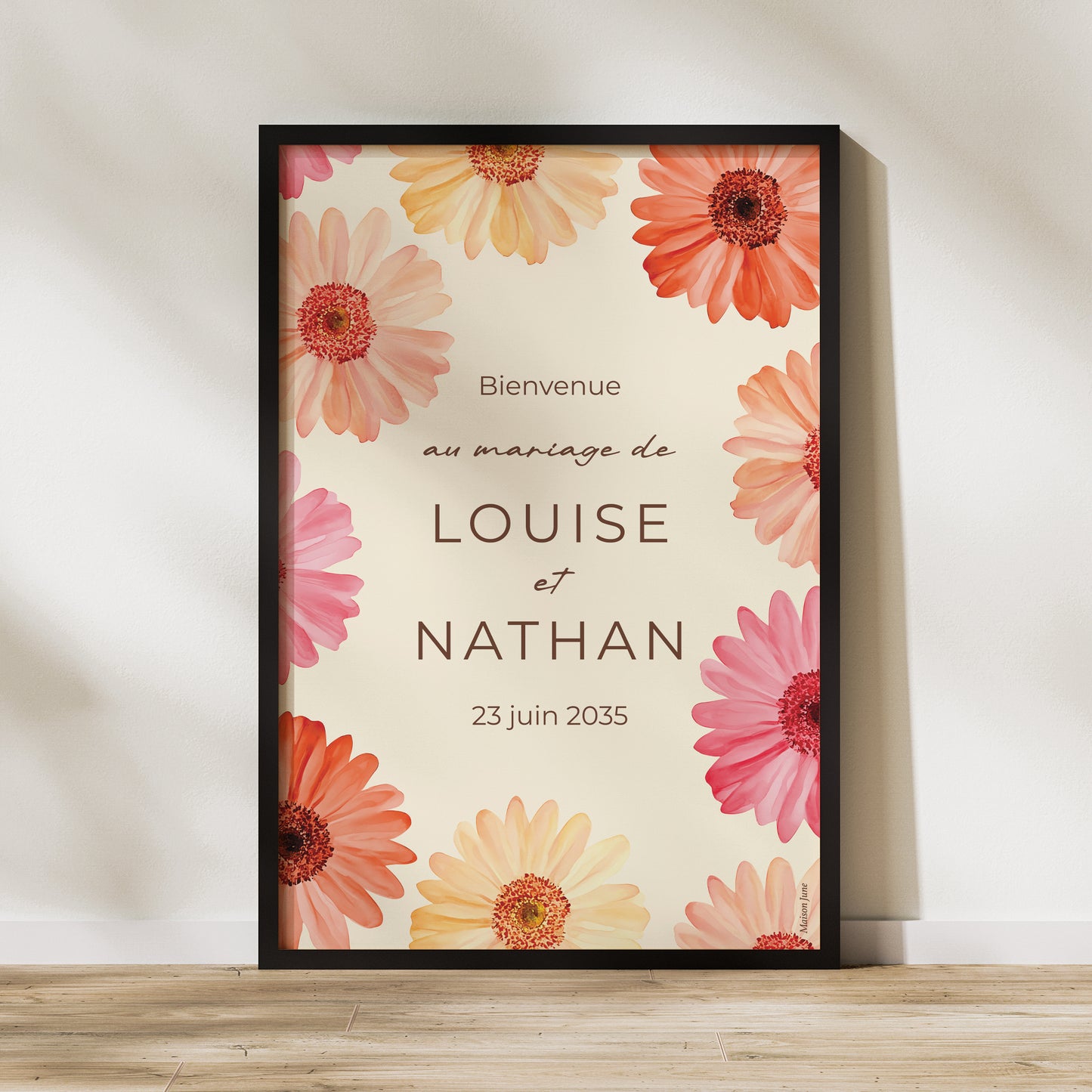 Panneau bienvenue Mariage Portrait 60 x 90 cm Éclats de Fleurs photo N° 1