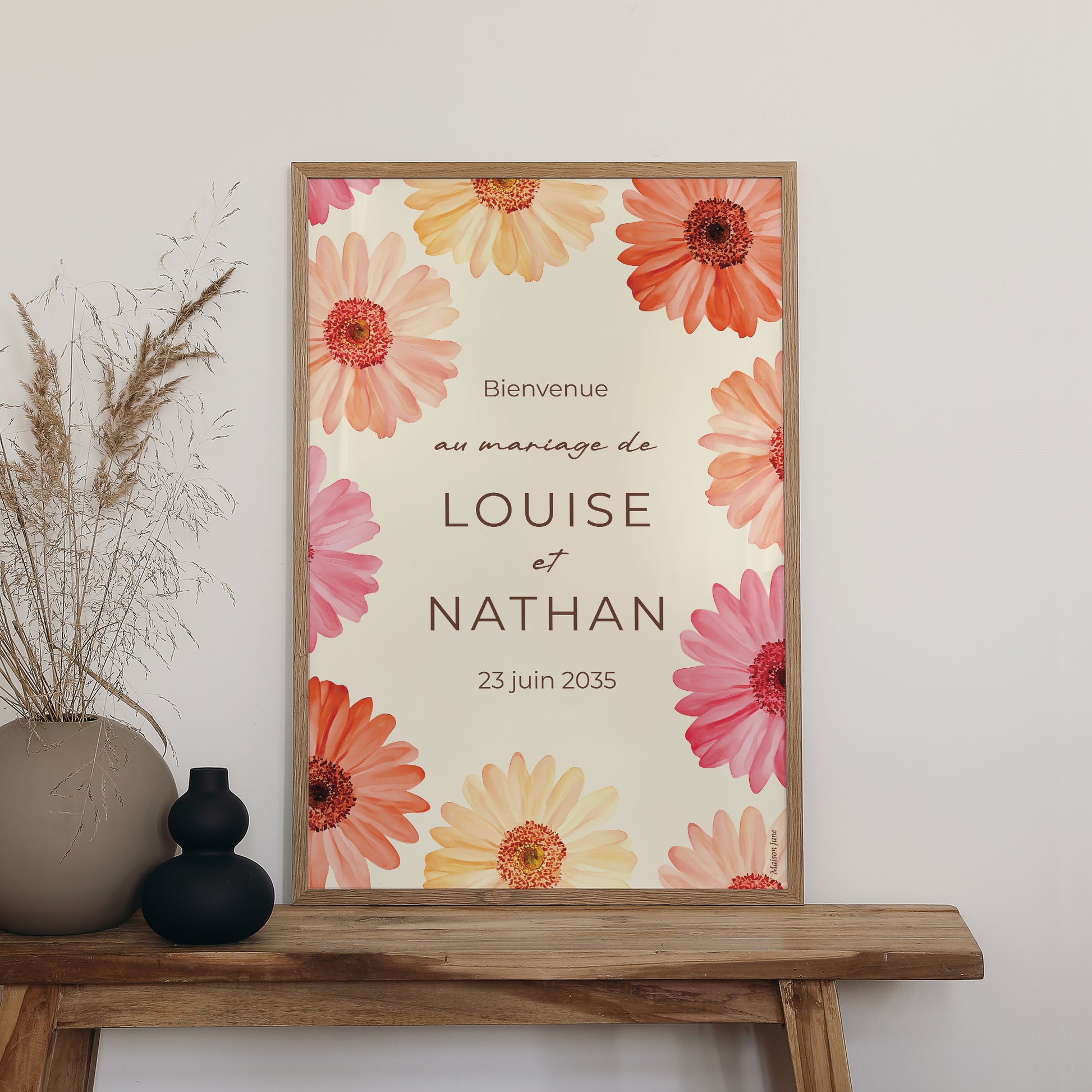 Panneau bienvenue Mariage Portrait 60 x 90 cm Éclats de Fleurs photo N° 2