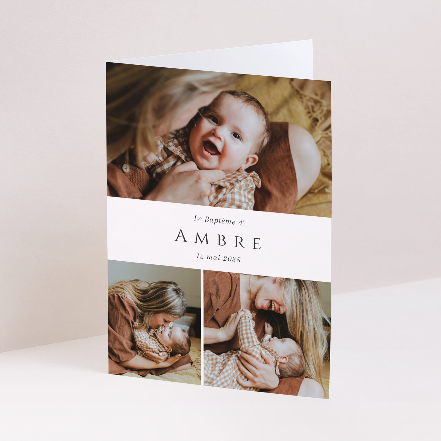 Faire-part Baptême Portrait double volet Sous le regard de Dieu photo N° 1