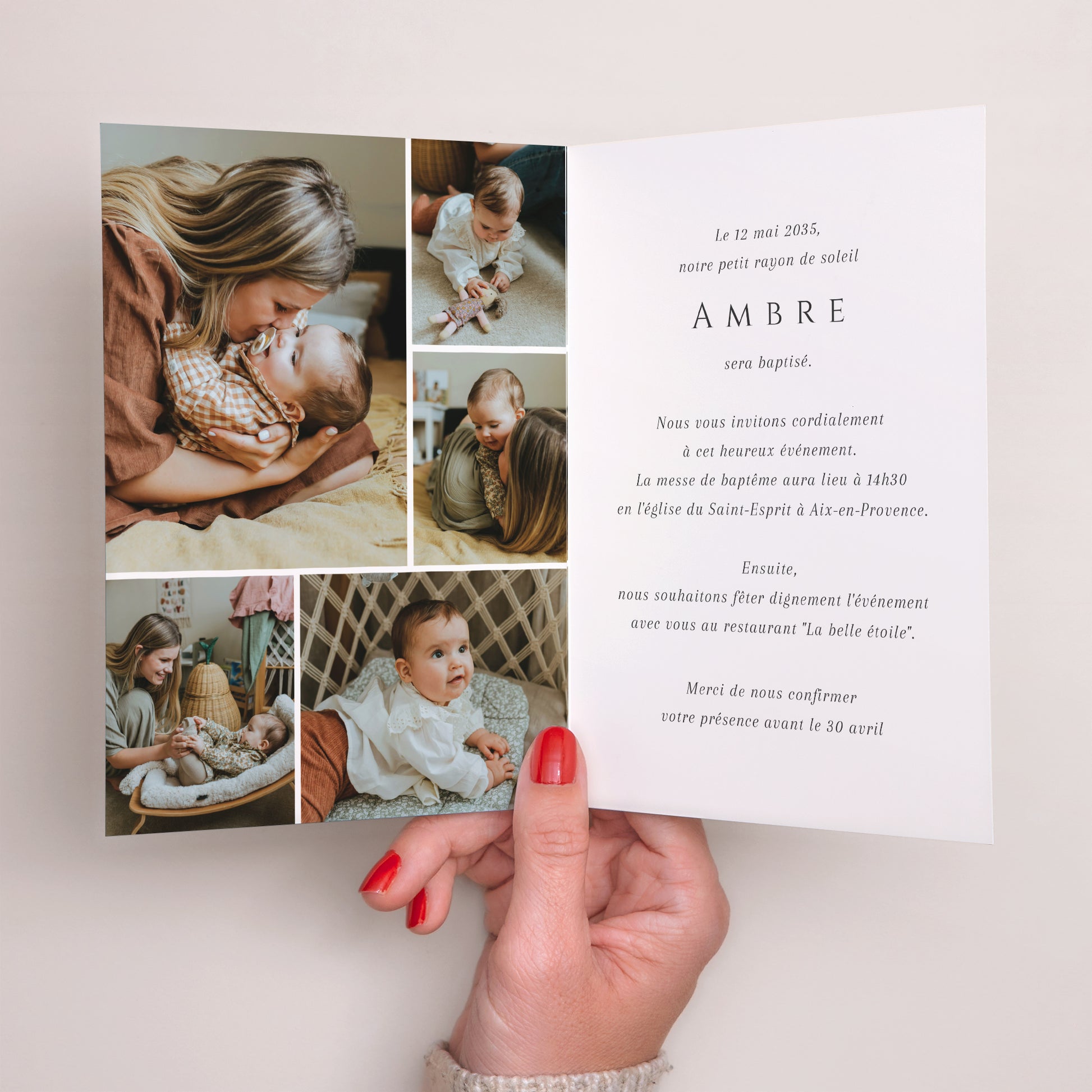 Faire-part Baptême Portrait double volet Sous le regard de Dieu photo N° 2