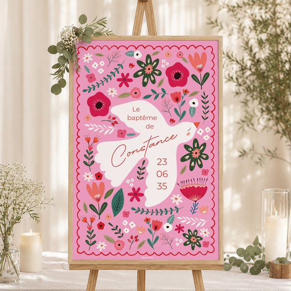 Panneau bienvenue Baptême Portrait 60 x 90 cm Douce Promesse photo
