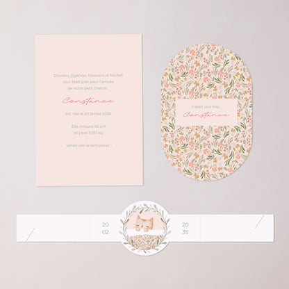 Faire-part Naissance bandeau, 2 cartes Douce Frimousse photo N° 3