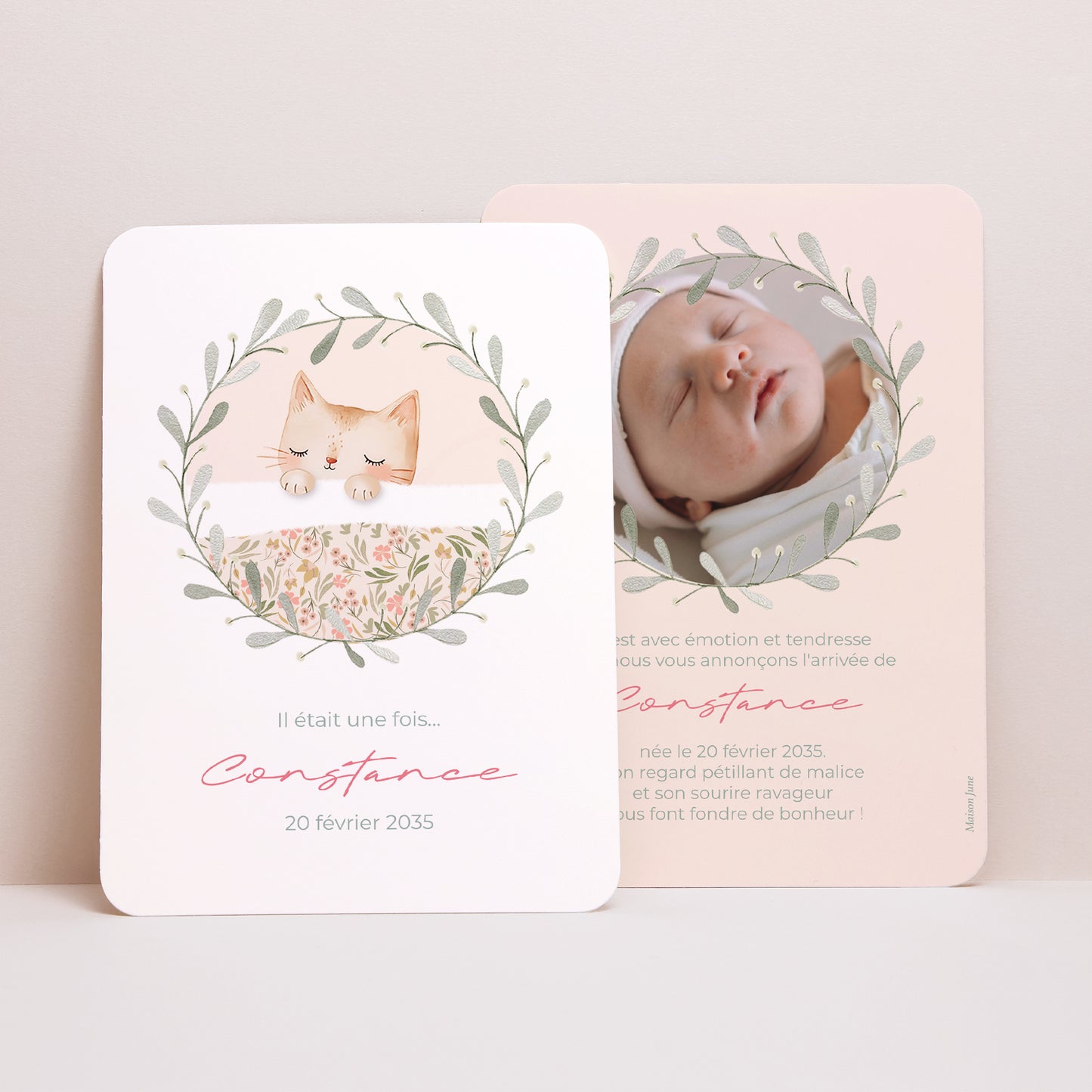 Faire-part Naissance Portrait, bords arrondis Douce Frimousse photo N° 1
