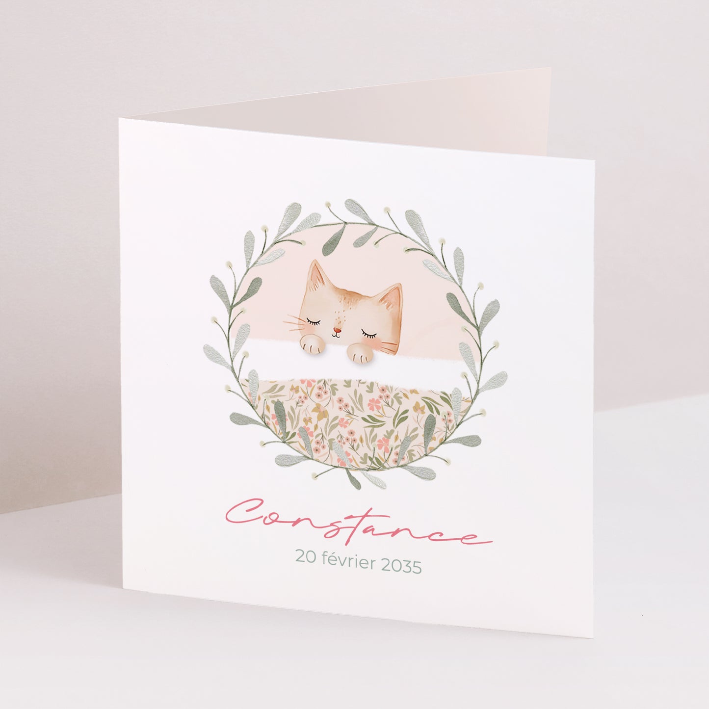 Faire-part Naissance Carré double volet Douce Frimousse photo N° 1