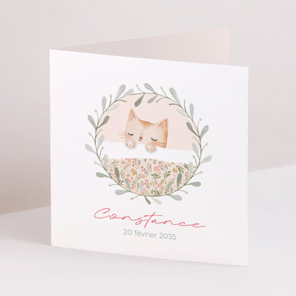 Faire-part Naissance Carré double volet Douce Frimousse photo N° 1