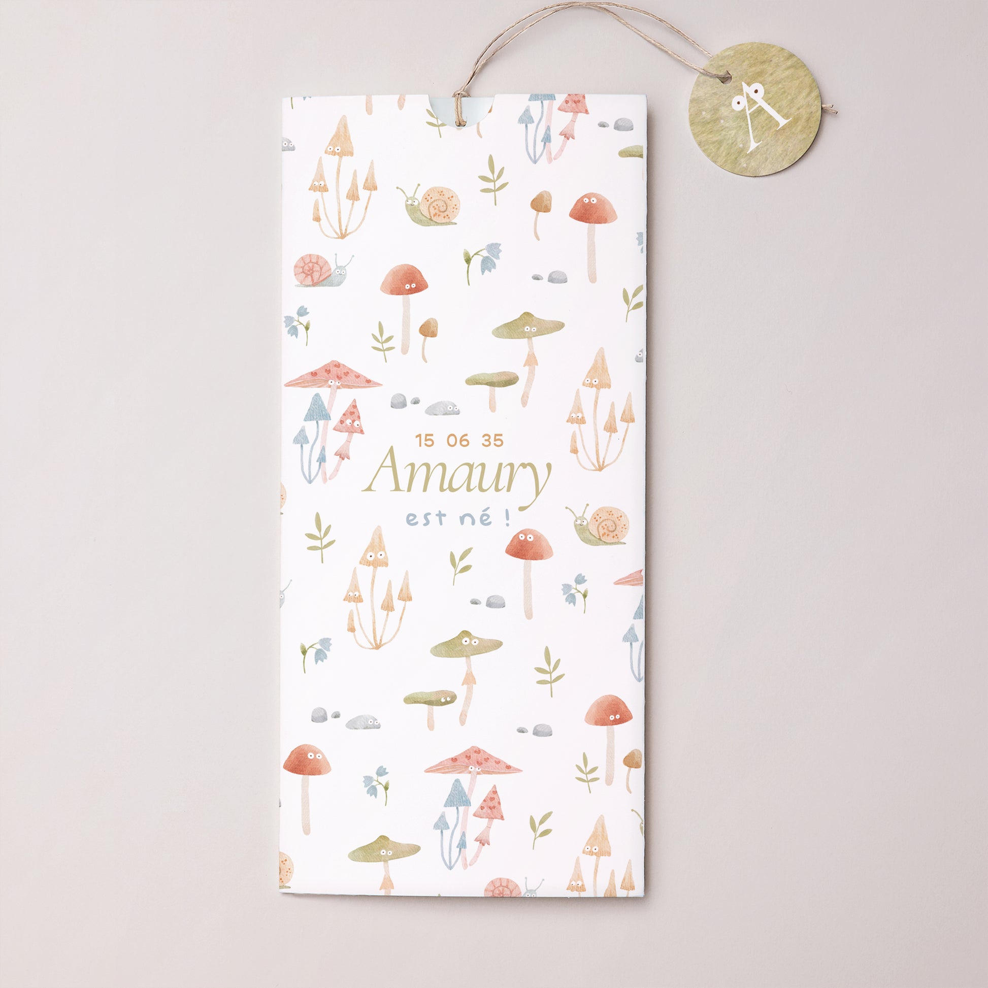 Faire-part Naissance Pochette portrait 2 cartes, étiquette Le petit monde de la forêt photo N° 1