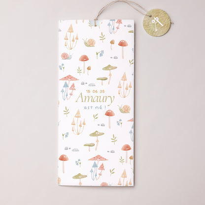 Faire-part Naissance Pochette portrait 2 cartes, étiquette Le petit monde de la forêt photo N° 1