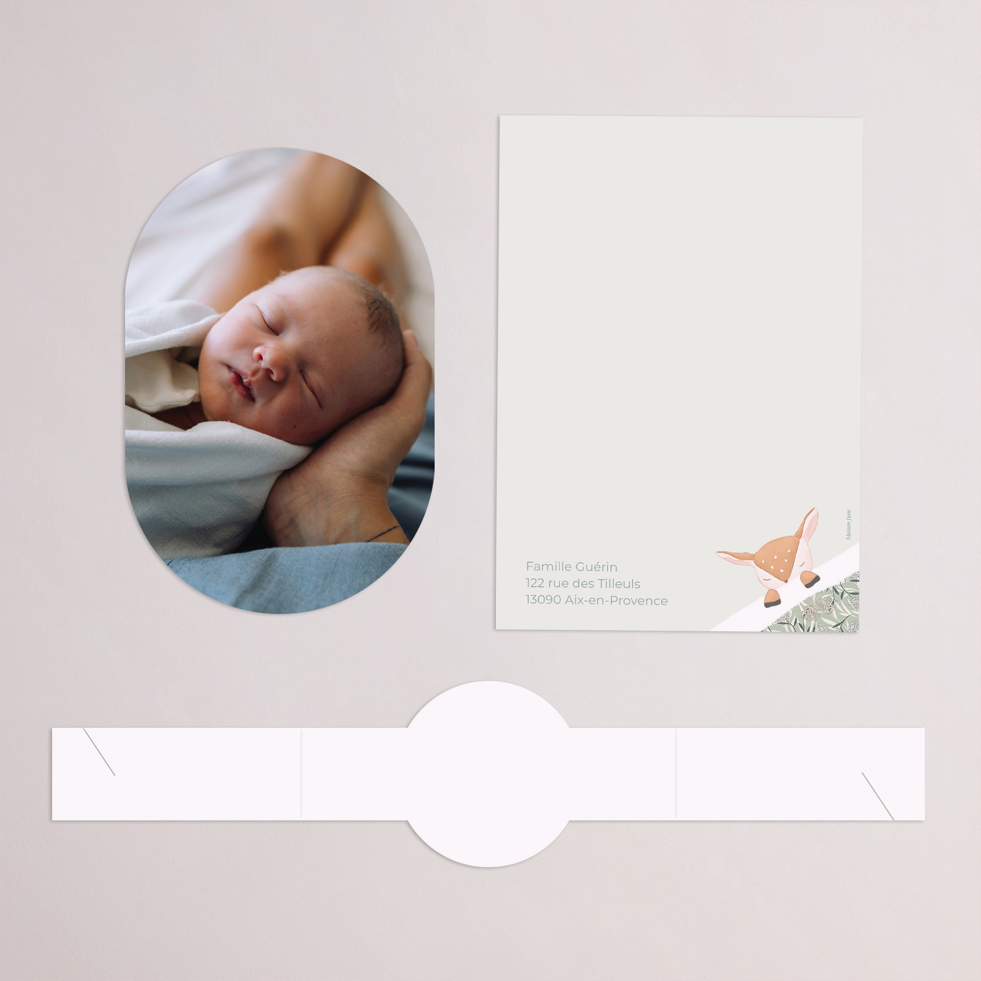 Faire-part Naissance bandeau, 2 cartes Douce Clairière photo N° 4