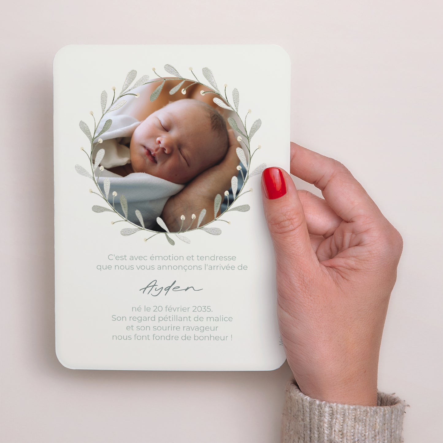 Faire-part Naissance Portrait, bords arrondis Douce Clairière photo N° 3