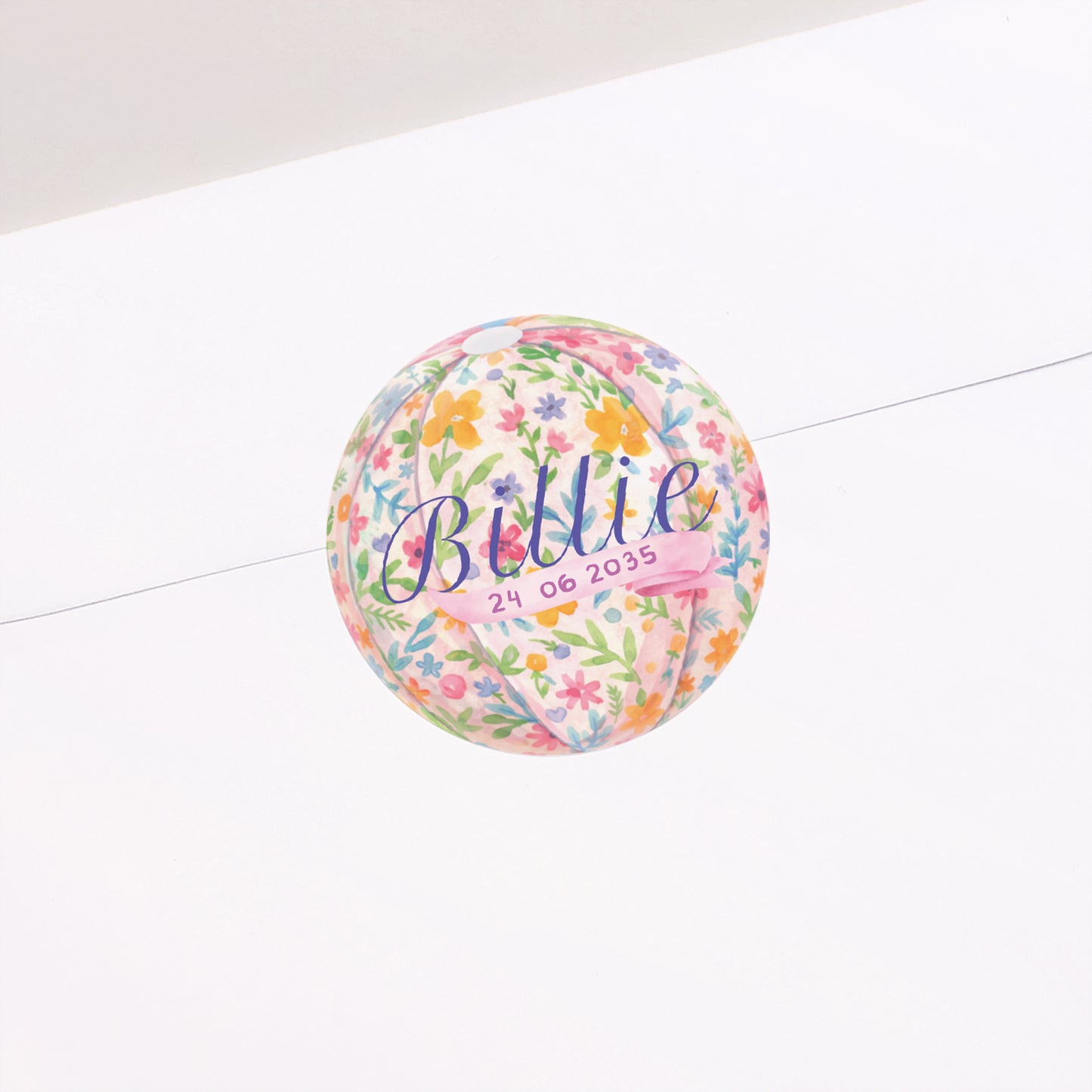 Sticker Naissance Rond Montgolfière fleurie photo N° 1