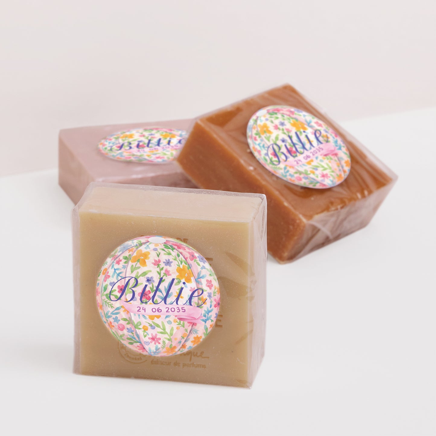 Sticker Naissance Rond Montgolfière fleurie photo N° 2