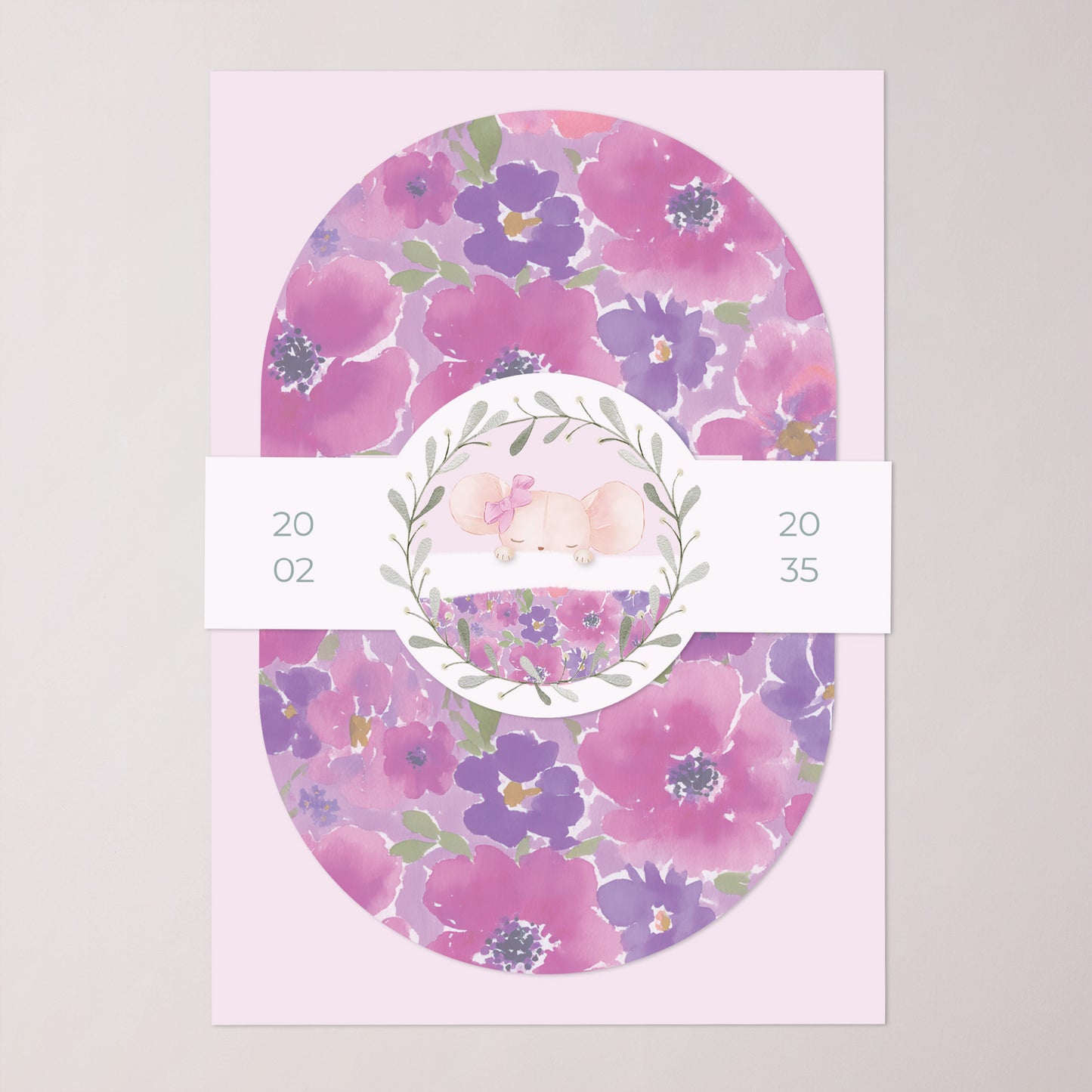 Faire-part Naissance bandeau, 2 cartes Souris d’Amour photo N° 1