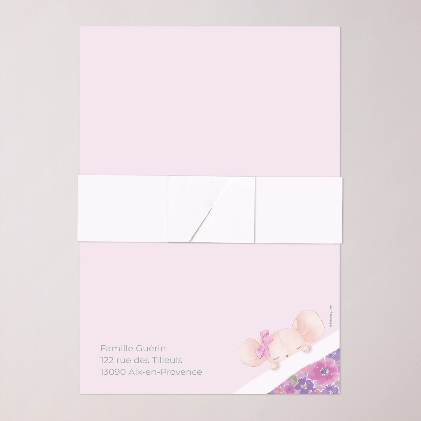 Faire-part Naissance bandeau, 2 cartes Souris d’Amour photo N° 5