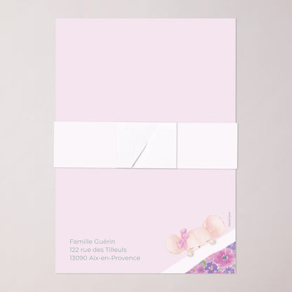 Faire-part Naissance bandeau, 2 cartes Souris d’Amour photo N° 5