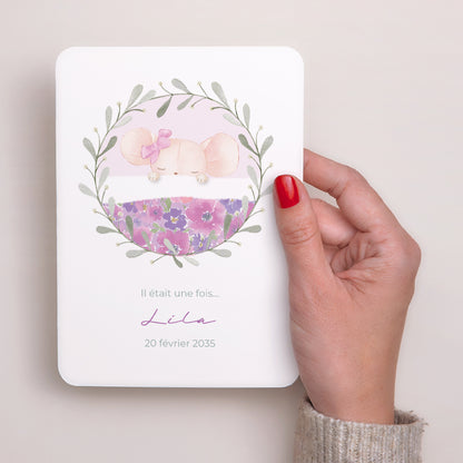 Faire-part Naissance Portrait, bords arrondis Souris d’Amour photo N° 2