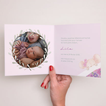 Faire-part Naissance Carré double volet Souris d’Amour photo N° 2