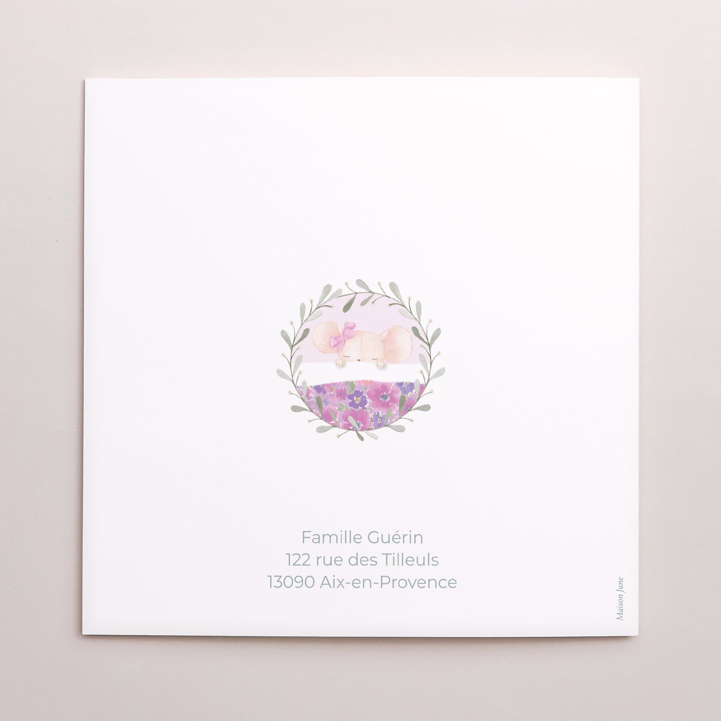 Faire-part Naissance Carré double volet Souris d’Amour photo N° 3