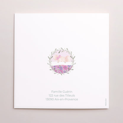 Faire-part Naissance Carré double volet Souris d’Amour photo N° 3