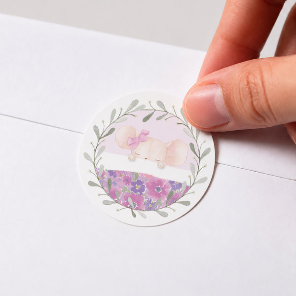 Sticker Naissance Rond Souris d’Amour photo
