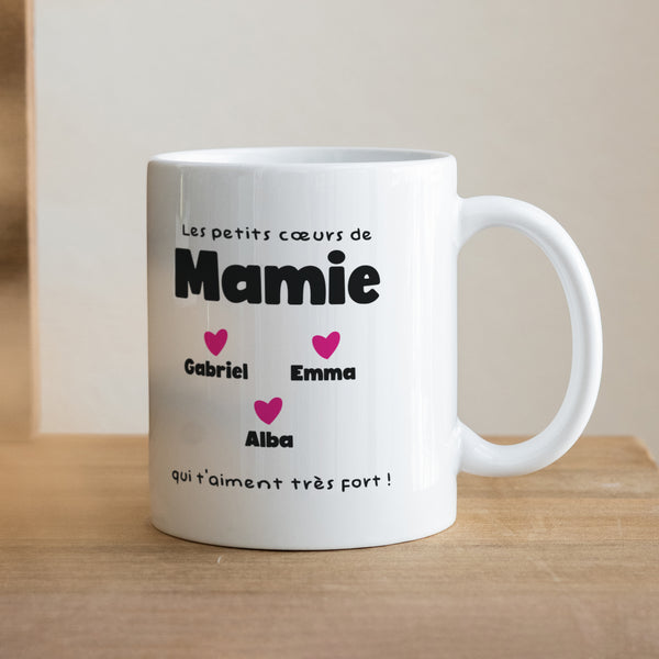 Mug Blanc Les petits cœurs de Mamie photo