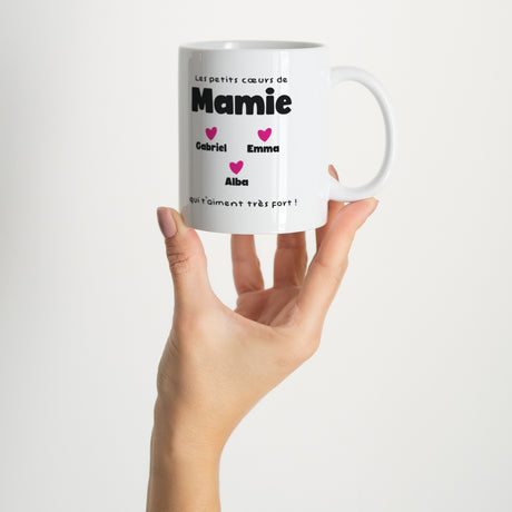 Mug Blanc Les petits cœurs de Mamie