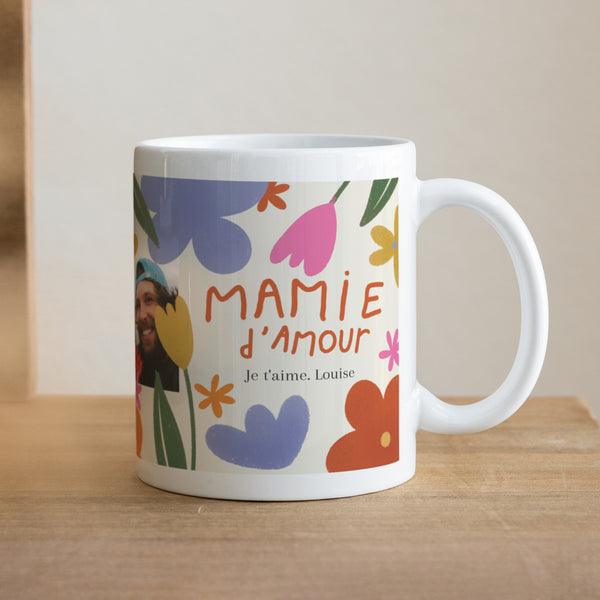 Mug Blanc Mamie en or photo