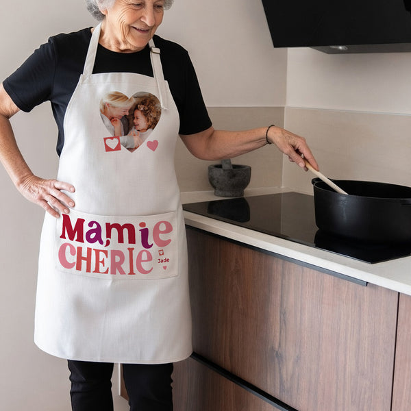 Tablier adulte Beige naturel Ma Mamie chérie photo