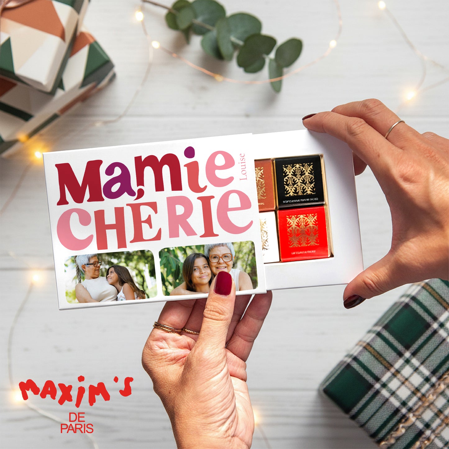 Boite chocolat personnalisée 6 chocolats Ma Mamie chérie photo N° 1