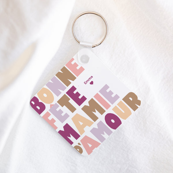 Porte-clés Carré Loving Mamie photo