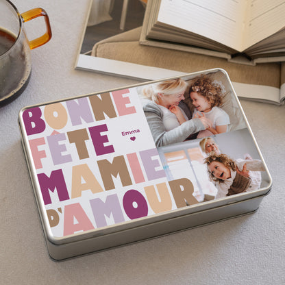 Boite métallique rectangle, garnie de chocolats Loving Mamie photo N° 2