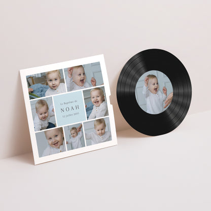 Faire-part Baptême Pochette disque Dans la clarté de la lumière photo N° 1