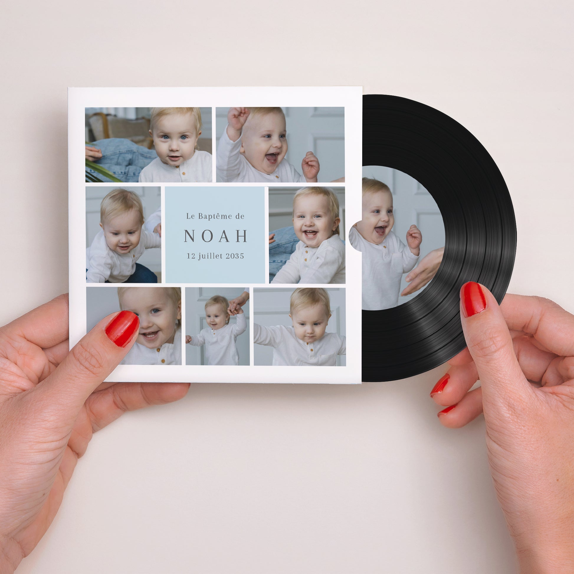 Faire-part Baptême Pochette disque Dans la clarté de la lumière photo N° 2