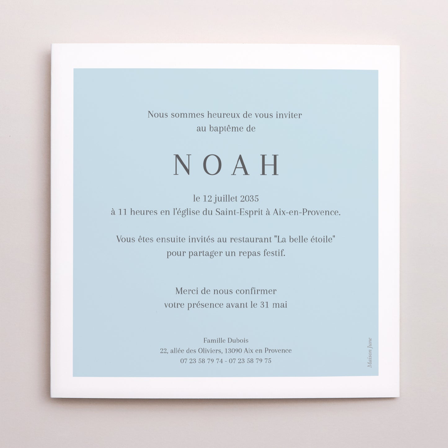 Faire-part Baptême Pochette disque Dans la clarté de la lumière photo N° 3