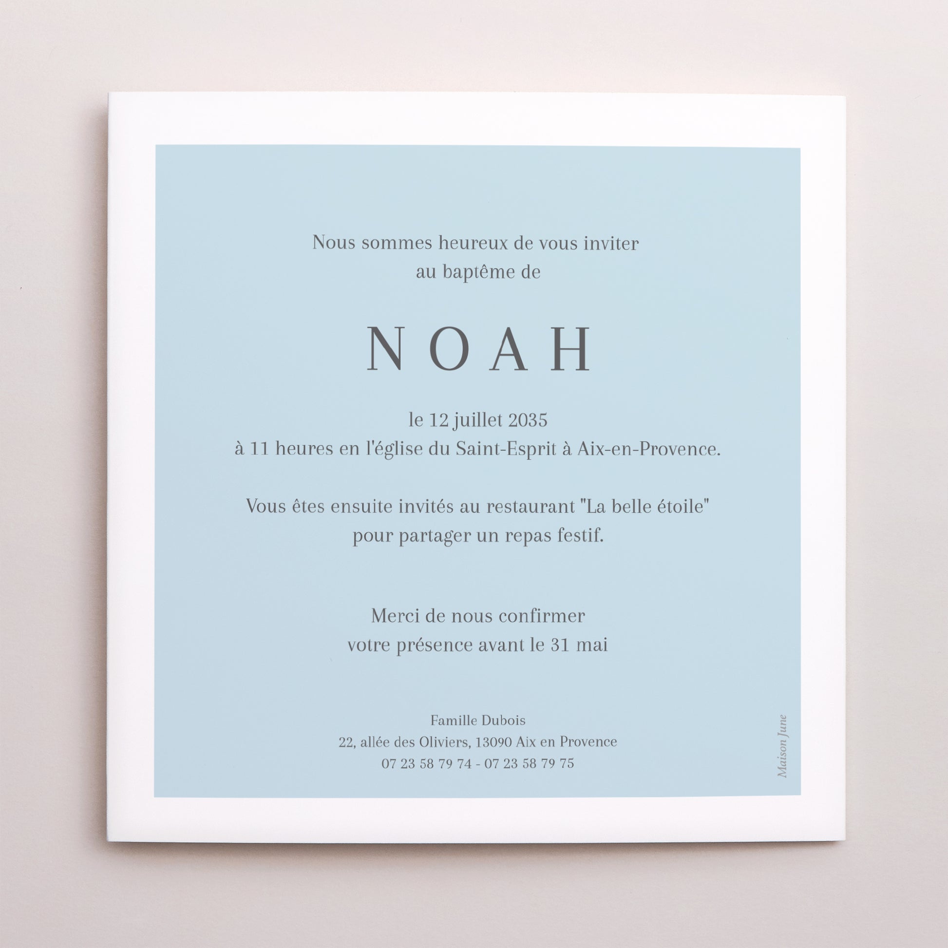 Faire-part Baptême Pochette disque Dans la clarté de la lumière photo N° 3