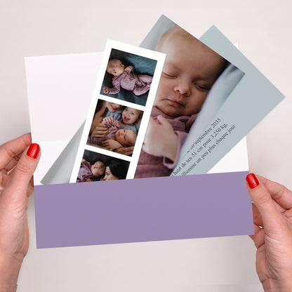 Faire-part Naissance pochette rectangle, 2 cartes Fior di Vita photo N° 2