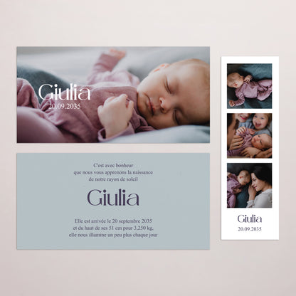 Faire-part Naissance pochette rectangle, 2 cartes Fior di Vita photo N° 3