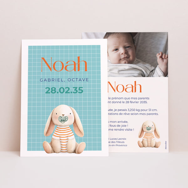 Faire-part Naissance Portrait Tendre Lapinou photo