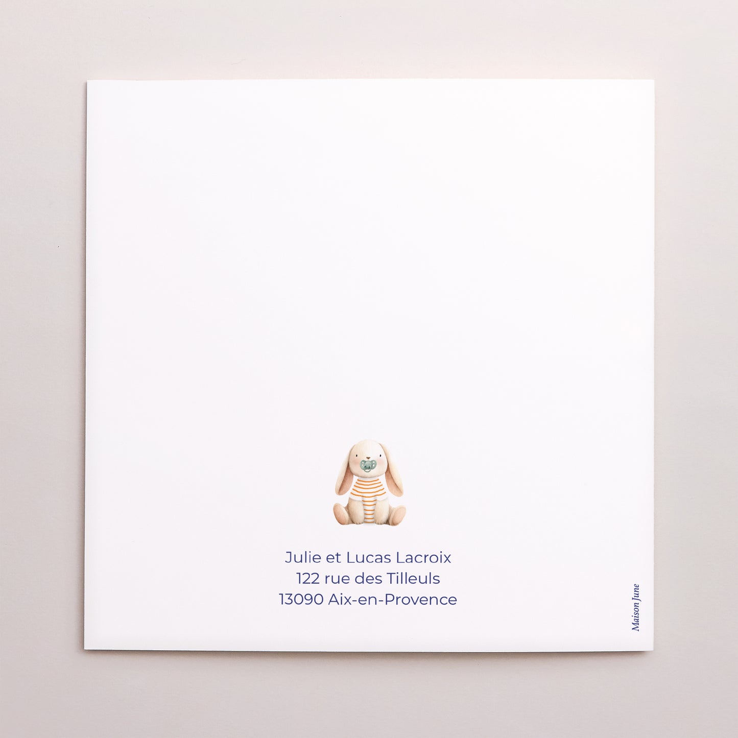 Faire-part Naissance Carré double volet Tendre Lapinou photo N° 3