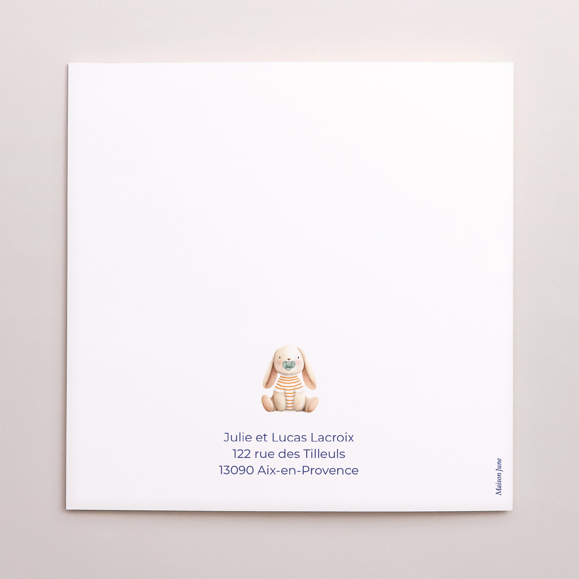 Faire-part Naissance Carré double volet Tendre Lapinou photo N° 3
