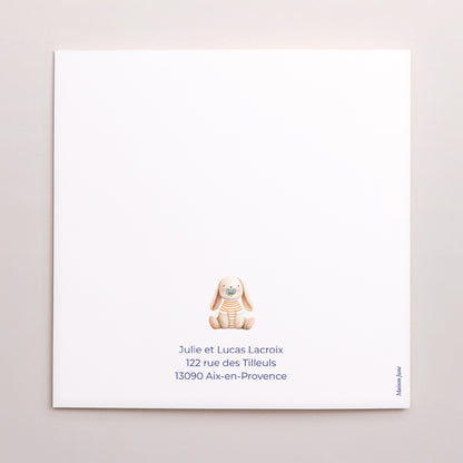 Faire-part Naissance Carré double volet Tendre Lapinou photo N° 3