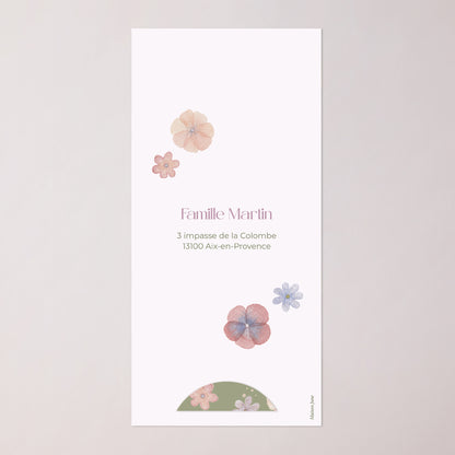 Faire-part Naissance Pochette, 2 cartes, étiquette ronde Botanica photo N° 4