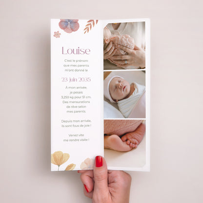 Faire-part Naissance Marque-page photo Botanica photo N° 2