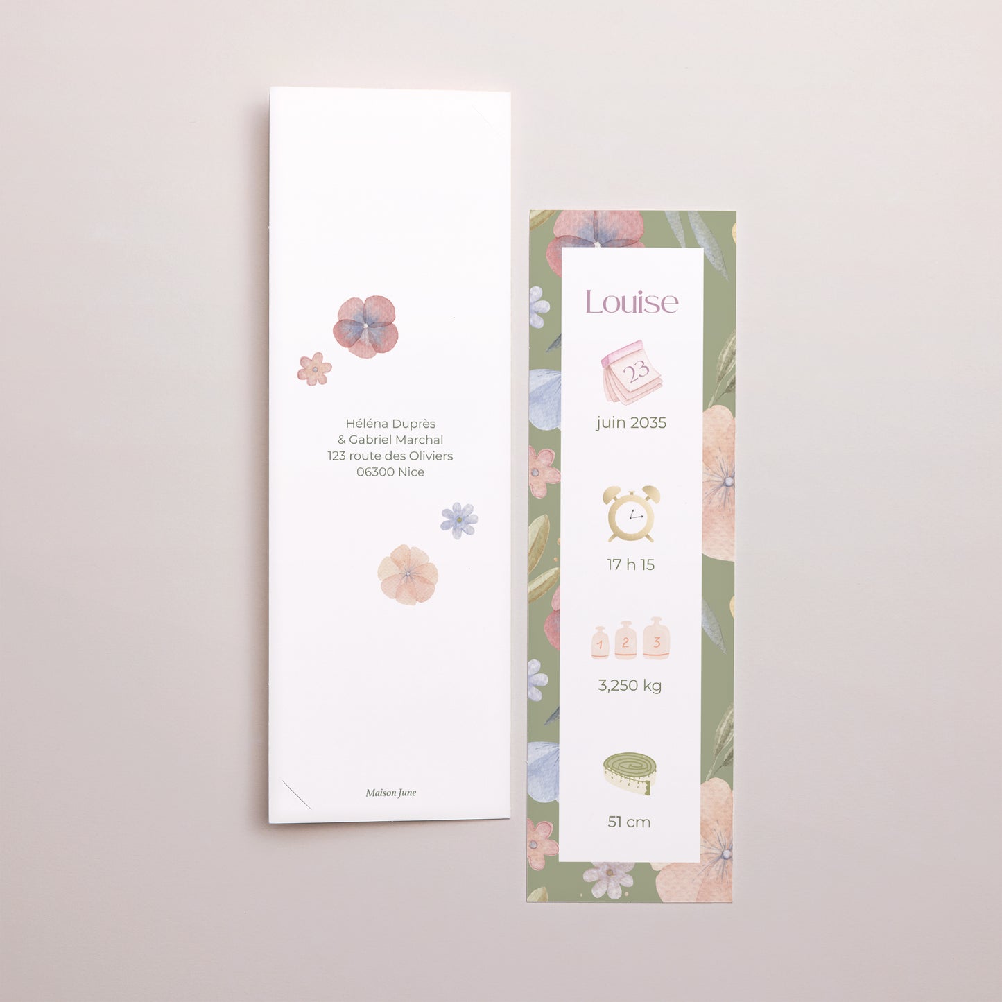 Faire-part Naissance Marque-page photo Botanica photo N° 3